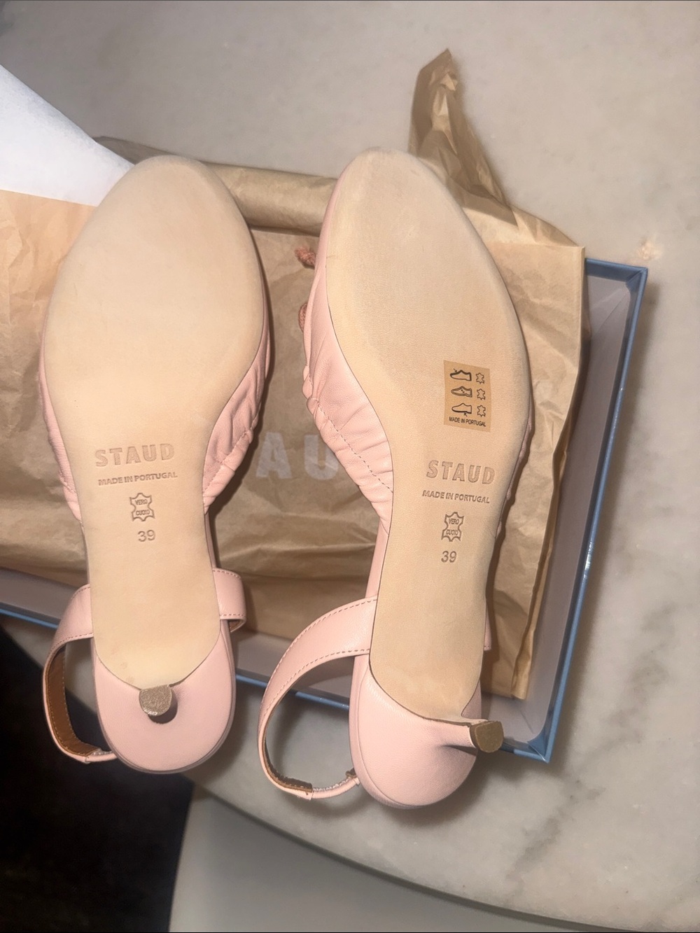 NIB STAUD Alba Blush Pink Ballet Slingback Kitten Heel - Picture 7 of 8